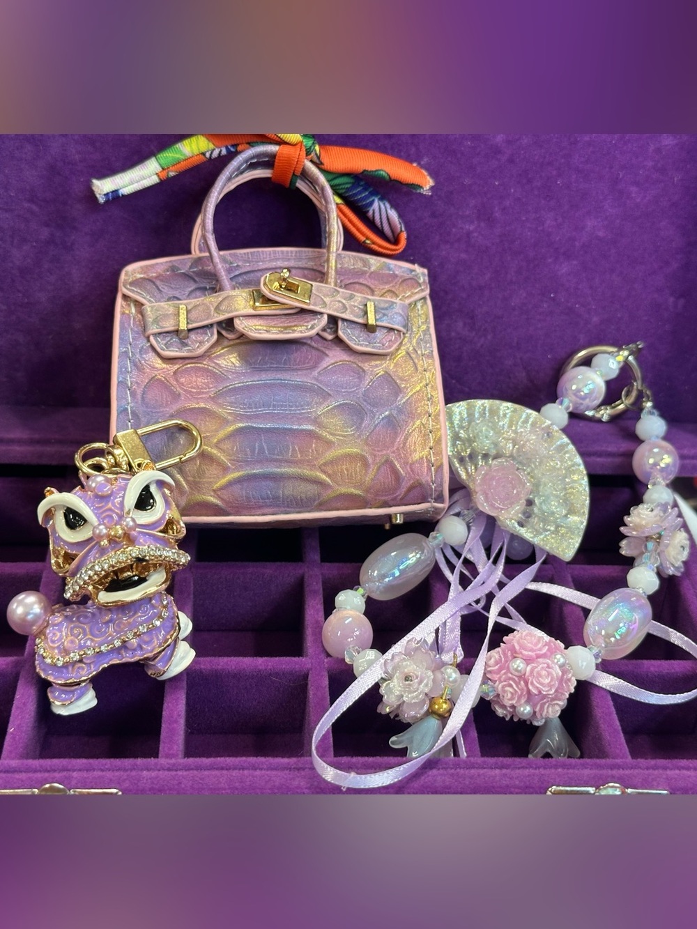luxury 3-in-1 bag charm set